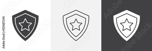 Police badge icon vector set for ui designs