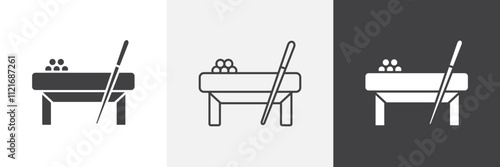 Pool table icon vector set for ui designs