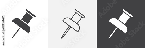 Push pin icon vector set for ui designs
