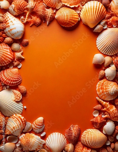 Seashell Elegance: Vibrant Orange-Themed Coastal Frame for Beach Lovers photo