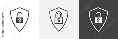 Shield lock icon vector set for ui designs