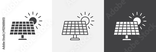 Solar panel icon vector set for ui designs