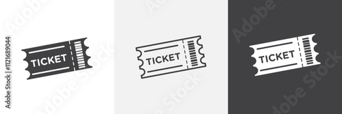 Ticket stub icon vector set for ui designs