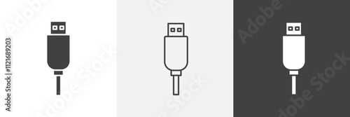 Usb icon vector set for ui designs