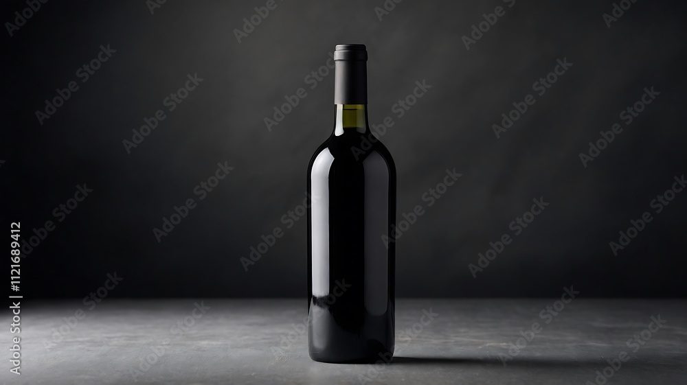 Elegant Red Wine Bottle on Dark Background Elegant Red Wine Bottle on Dark Background