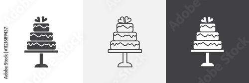 Wedding cake icon vector set for ui designs