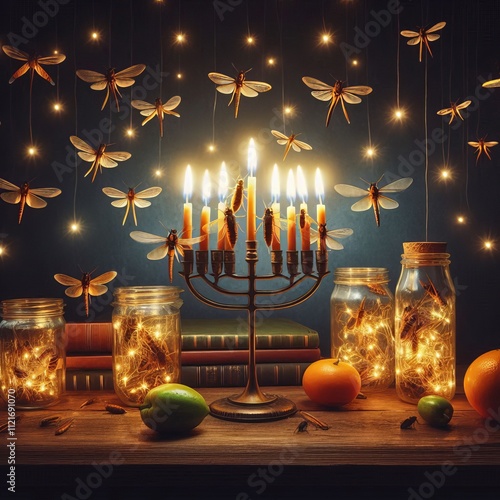 136 Hanukkah of the Fireflies Capture fireflies in jars to illum photo