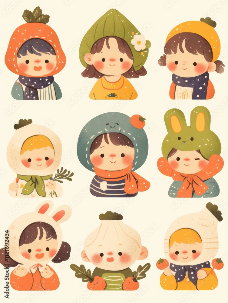 Whimsical Children's Book Icons: Bold Line Cartoon Characters Whimsical Children's Book Icons: Bold Line Cartoon Characters