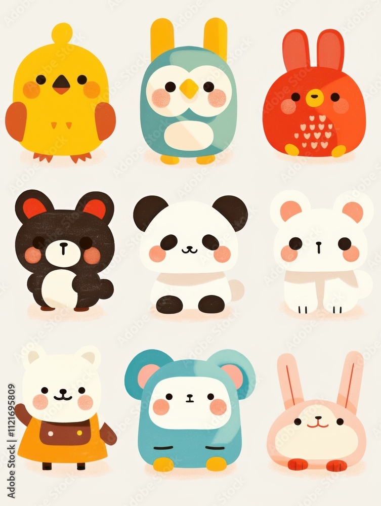 Whimsical Children's Book Icons: Bold Line Cartoon Characters Whimsical Children's Book Icons: Bold Line Cartoon Characters