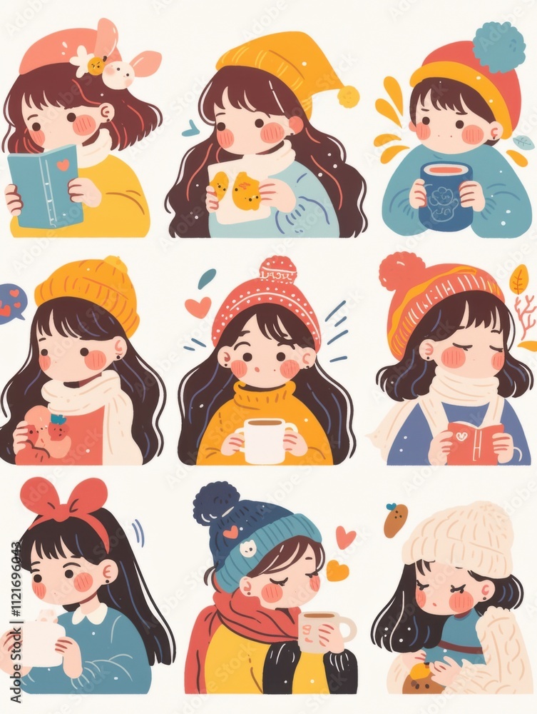 Whimsical Children's Book Icons: Bold Line Cartoon Characters Whimsical Children's Book Icons: Bold Line Cartoon Characters