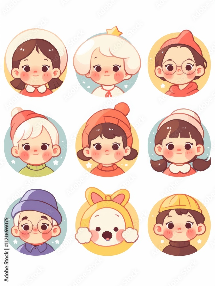 Whimsical Children's Book Icons: Bold Line Cartoon Characters Whimsical Children's Book Icons: Bold Line Cartoon Characters