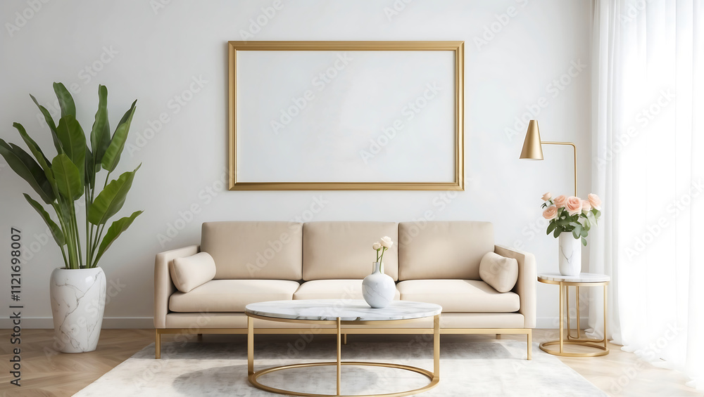 Frame & poster mockup in Boho style interior. 3d illustration Frame & poster mockup in Boho style interior. 3d illustration