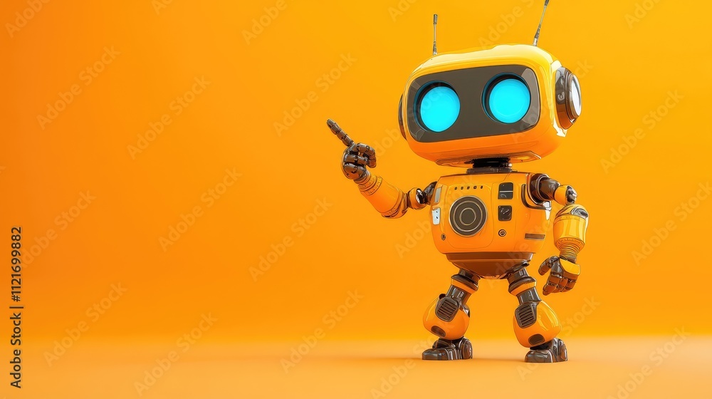 Positive cute robot pointing at a space. Copy space, --ar 16:9 --v 6.1 Job ID: dec7624d-ed38-4b28-bb96-a6eb263aadc4 Positive cute robot pointing at a space. Copy space, --ar 16:9 --v 6.1 Job ID: dec7624d-ed38-4b28-bb96-a6eb263aadc4