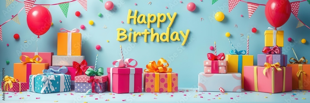 A festive and eye-catching background featuring a stack of colorful gifts in different shapes and sizes, perfect for celebrating special occasions and events, birthday, festive, anniversary A festive and eye-catching background featuring a stack of colorful gifts in different shapes and sizes, perfect for celebrating special occasions and events, birthday, festive, anniversary