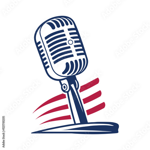 microphone, singing, voice, radio, illustration, modern, design, symbol, music, noise, broadcasting, communication, technology, concept, sign, vector, horizontal, graphic, event, entertainment