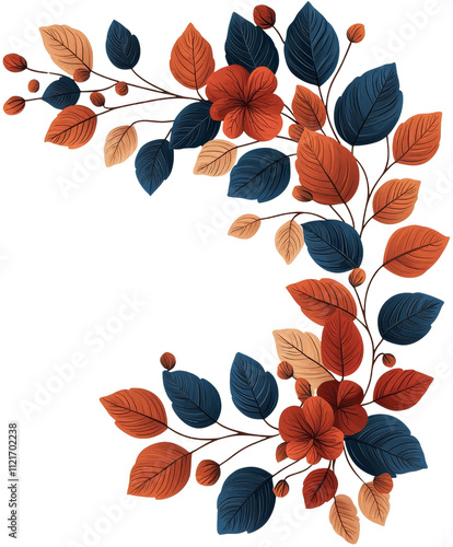 Serene autumnal floral wreath design element