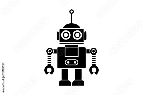 Robot with Antenna Silhouette – Futuristic Technology Robot Design with Antenna