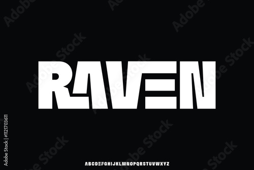 Modern strong bold sans serif alphabet display font vector