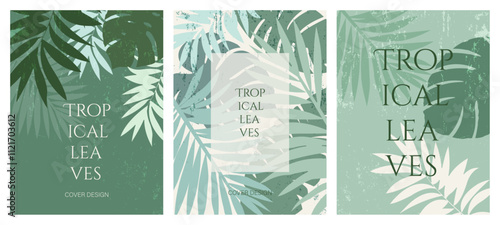 Tropical leaves. Summer green background, design for cover, booklet, poster, invitation, discounts, sales.