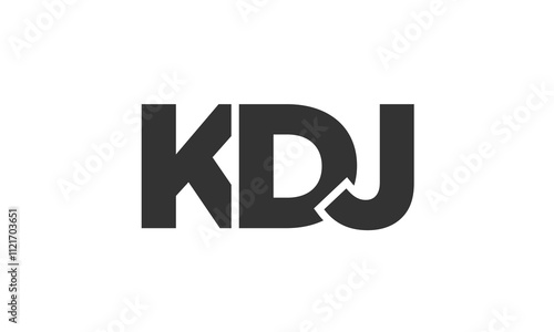 KDJ logo design template with strong and modern bold text. Initial based vector logotype featuring simple and minimal typography. Trendy company identity.