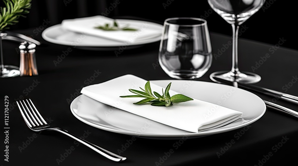 Sophisticated table arrangement featuring a white plate, gold utensils, and seasonal decorations, inviting a sense of warmth and celebration for guests. Sophisticated table arrangement featuring a white plate, gold utensils, and seasonal decorations, inviting a sense of warmth and celebration for guests.