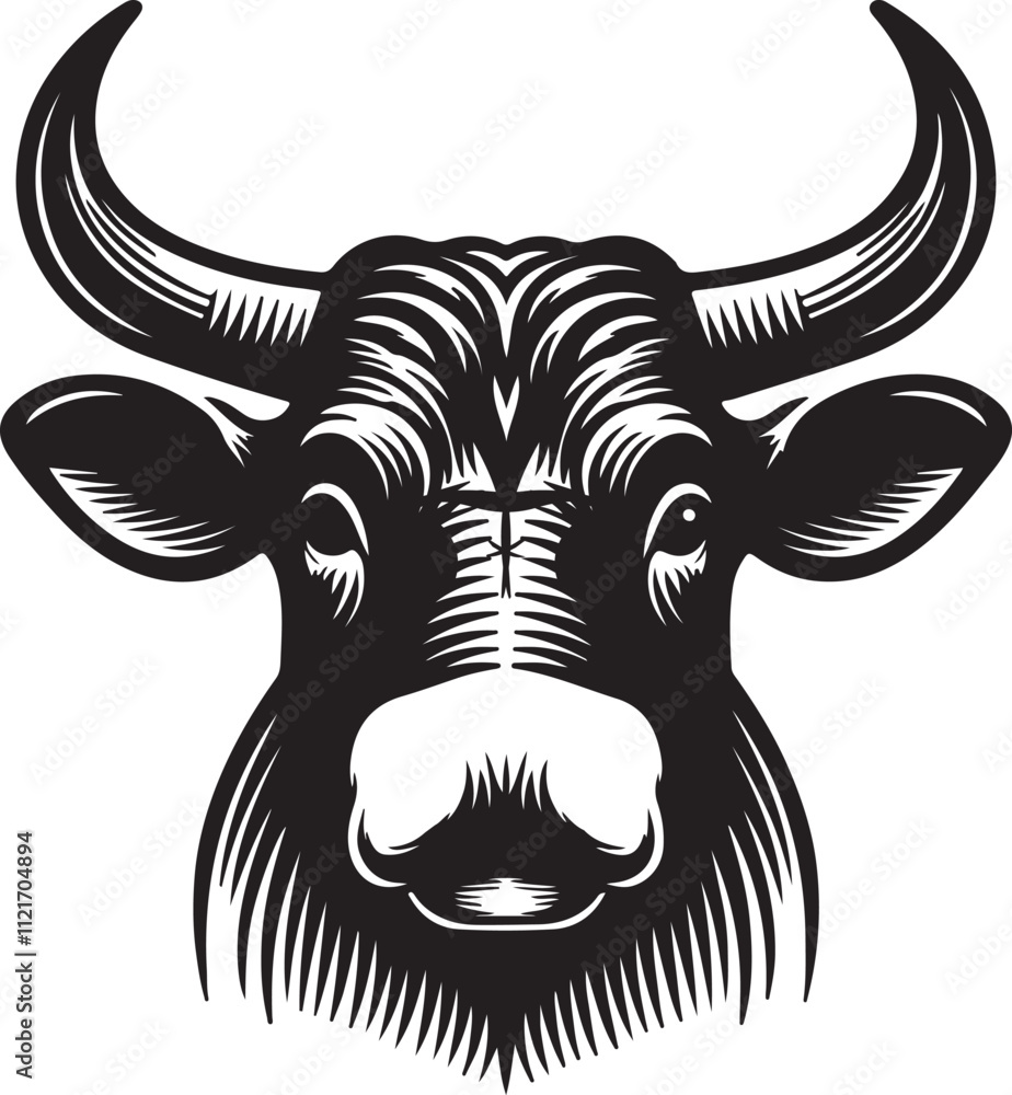 Hand drawn Cow head icon vector silhouette art of illustration Isolated on white background Hand drawn Cow head icon vector silhouette art of illustration Isolated on white background