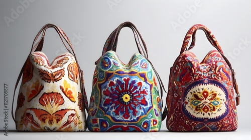 19. School bag set from Turkey showcasing traditional motifs and vibrant, intricate patterns photo