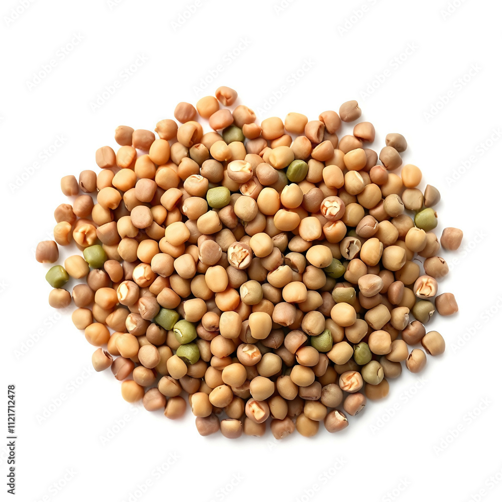 Raw Lentils Pile Isolated on White, Side View Raw Lentils Pile Isolated on White, Side View