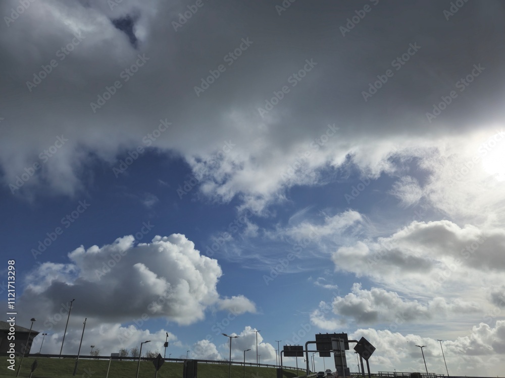 Cumulus Clouds in a Natural Landscape at Horizon Cumulus Clouds in a Natural Landscape at Horizon