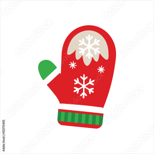 Christmas Winter Mitten Clipart Vector on White Background