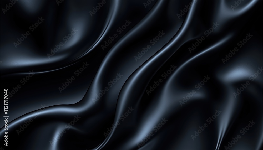 Fototapeta premium Elegant Navy Blue Silk Satin Fabric With Soft Wavy Folds Perfect For Christmas, Birthday, Anniversary, Award Events. Abstract Dark Design Template.