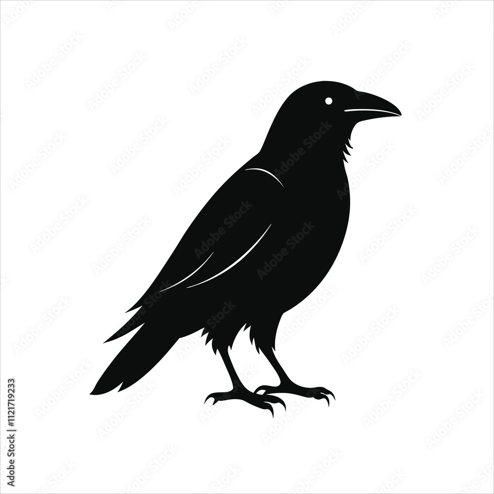 Fototapeta premium Crow icon Silhouette vector illustration on white background
