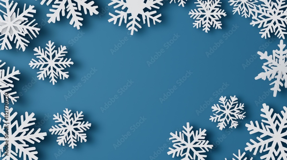 A serene blue background adorned with delicate white snowflakes, creating a winter-themed frame that evokes a sense of calm and seasonal beauty. A serene blue background adorned with delicate white snowflakes, creating a winter-themed frame that evokes a sense of calm and seasonal beauty.