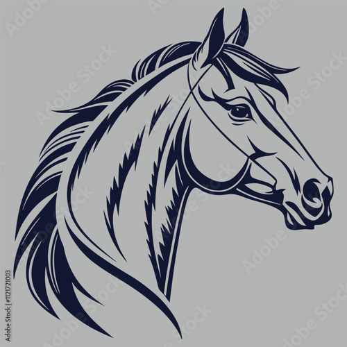 horse head silhouette vector art and illustration