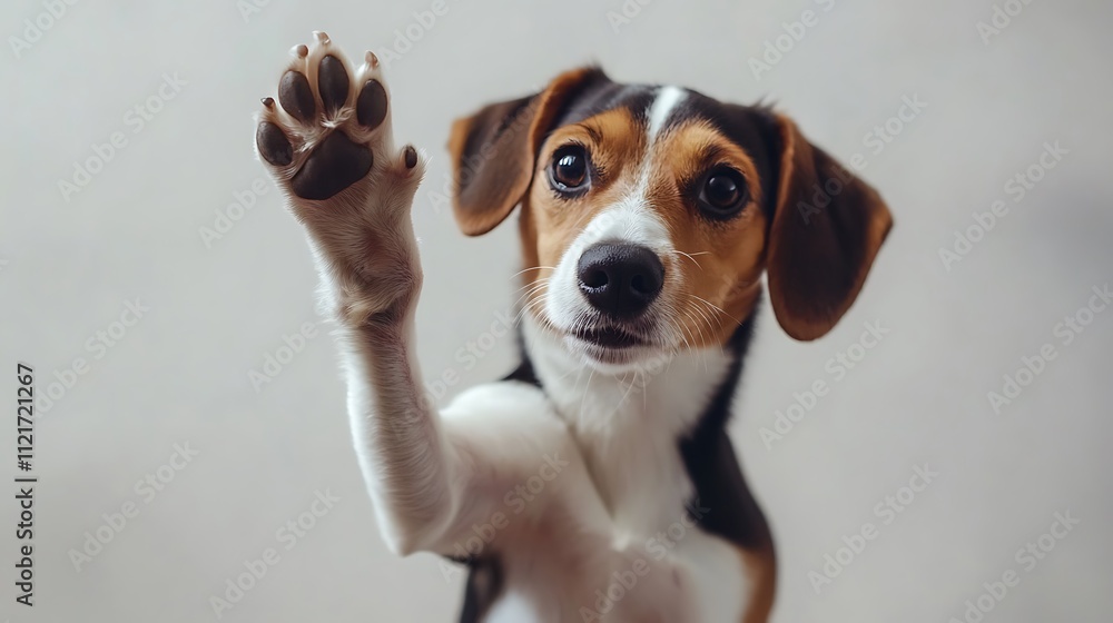 Adorable beagle puppy gives a paw. Adorable beagle puppy gives a paw.