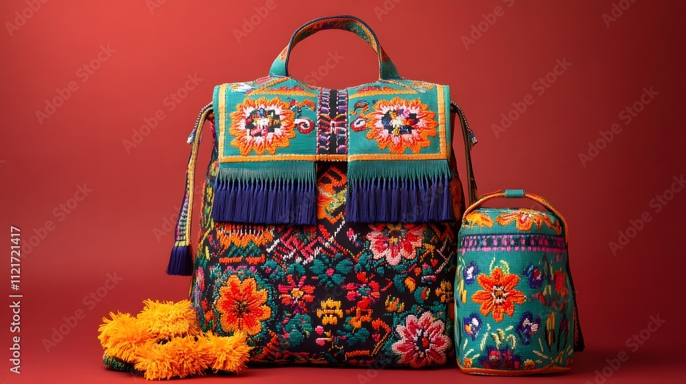 67. School bag set from Vietnam with lively, traditional patterns and vibrant color schemes 67. School bag set from Vietnam with lively, traditional patterns and vibrant color schemes