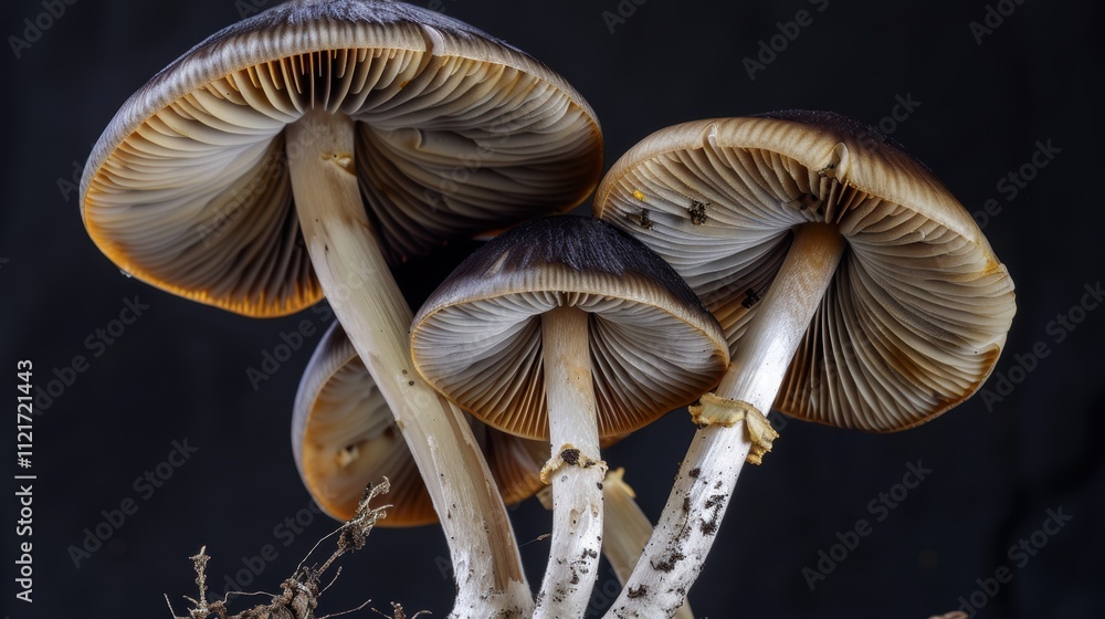 Mushroom captured on a restrained background, awesome natural texture. Background serene, mushroom dominant. Mushroom captured on a restrained background, awesome natural texture. Background serene, mushroom dominant.
