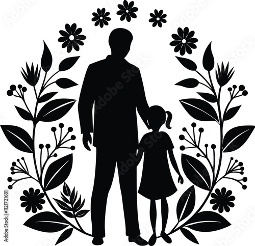 Celebrate Father’s Day with this elegant silhouette vector illustration. Featuring a heartfelt and timeless design, this illustration captures the spirit of love and appreciation for fathers