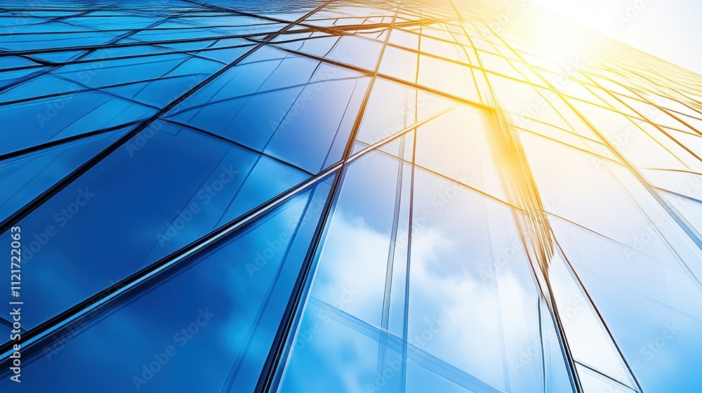 Fototapeta premium Majestic Architectural Skyline Reflecting Blue Skies and Sunlight