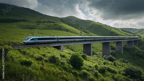High-Speed Rail Through Verdant Valley 