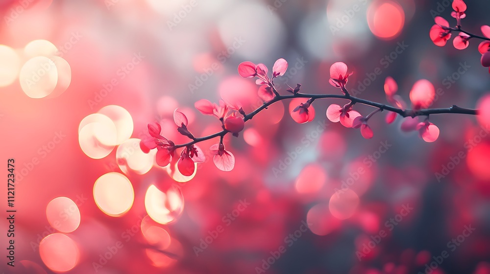 Delicate pink blossoms on a branch, bathed in soft light. A dreamy, romantic scene. Delicate pink blossoms on a branch, bathed in soft light. A dreamy, romantic scene.