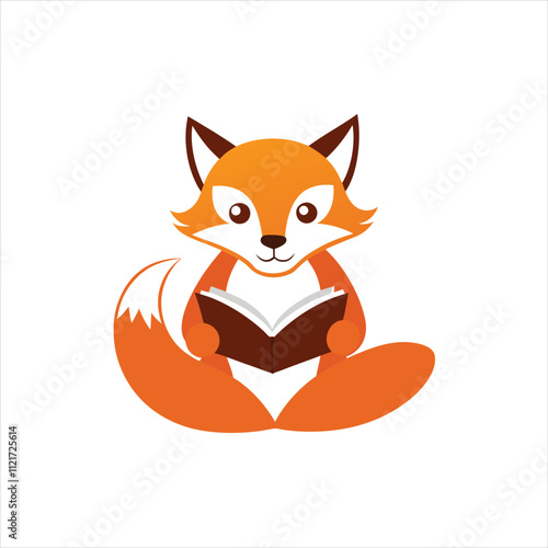 Fox Book Educational mascot logo on white background vector