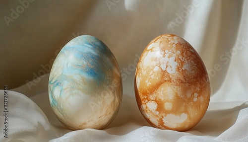 Natural Organic Dye Easter Eggs: Eco-Friendly And Beautifully Painted Eggs Using Sustainable Methods For A Greener Celebration Of Easter. photo