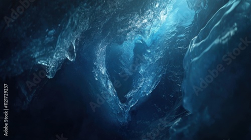 Translucent Blue Glacier Ice Caves of Iceland: A Hidden Natural Wonder Revealing Complex Geological Transformations Through Stunning Low-Light Photography.