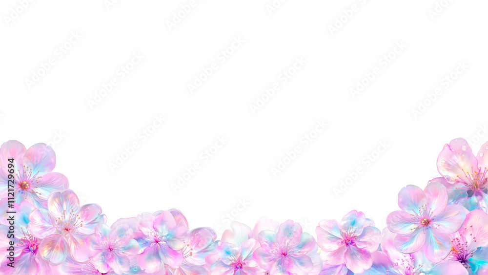 iridescent cherry blossom border with soft pastel hues iridescent cherry blossom border with soft pastel hues