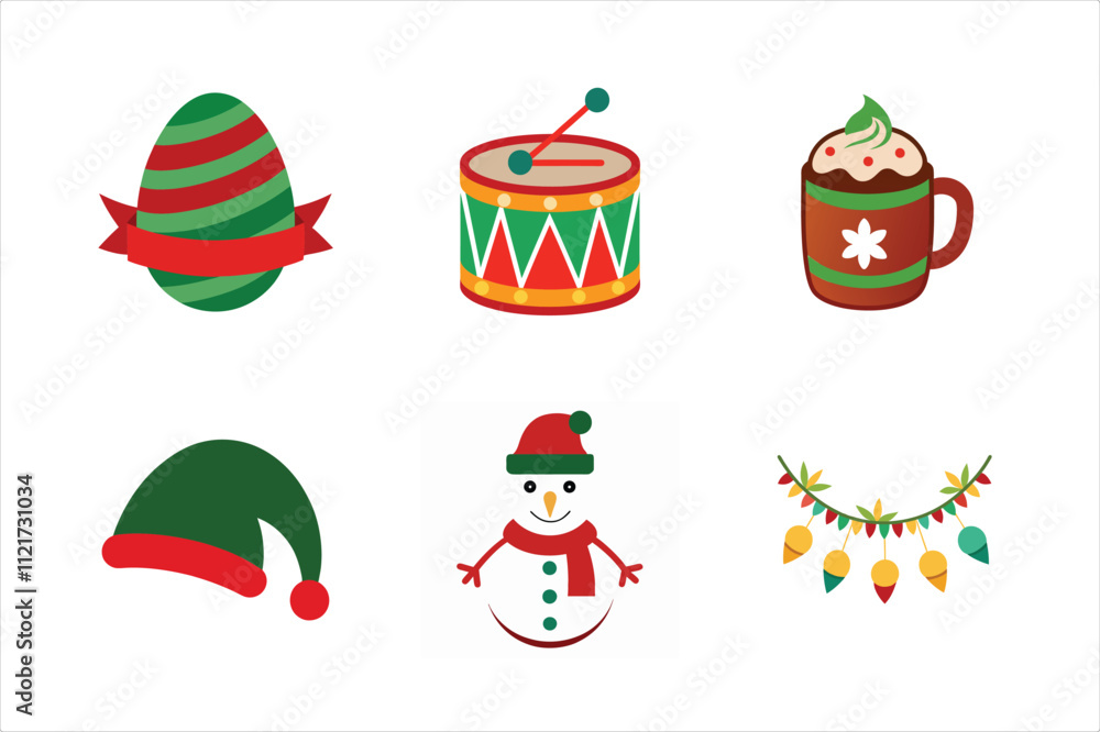 Fototapeta premium Holiday Themed Christmas icons vector set for designers