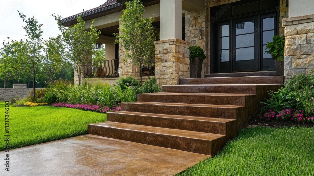 Fototapeta premium Modern House Entrance with Stone Steps