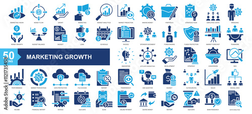 Photos Marketing growth icon collection Glyph color Style