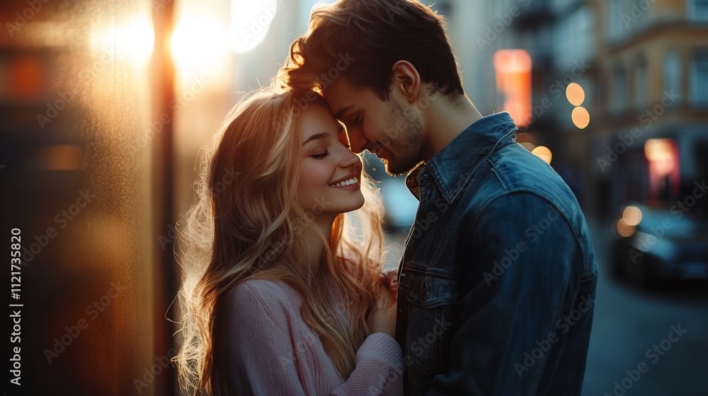 Adorable Couple in Love Enjoying a Romantic Evening Together With Warm Lighting Highlighting Affection and Joy Adorable Couple in Love Enjoying a Romantic Evening Together With Warm Lighting Highlighting Affection and Joy