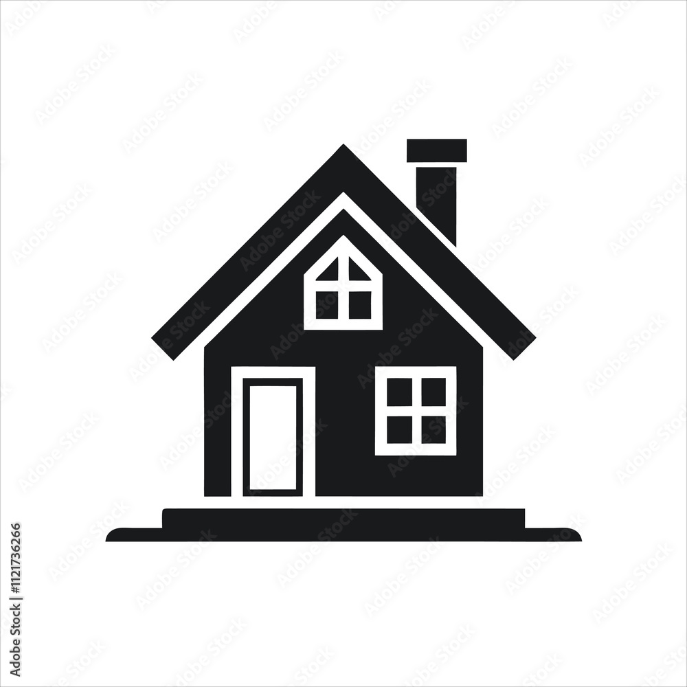 Modern House icon silhouette clean design vector illustration. Modern House icon silhouette clean design vector illustration.